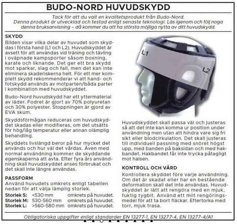Boksehjelm - Budo Nord - Full Face, Sort