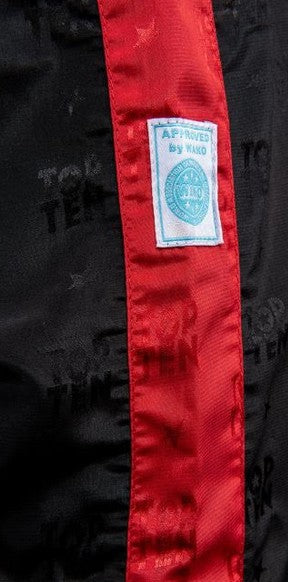 Kickboxing bukser - TOP TEN 'Classic' - WAKO godkendt - sort/rød