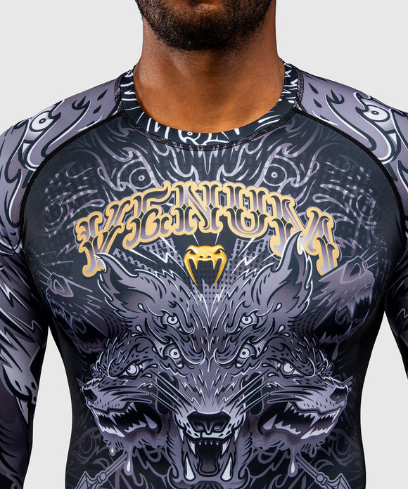 Rashguard - Venum 'Wolf Atak' - Lange Ærmer - Sort/Grå