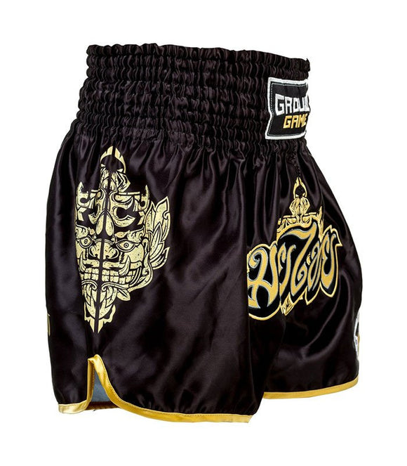Muay Thai Shorts - Ground Game Samurai - sort/rød