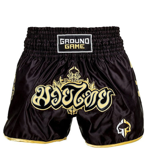 Muay Thai Shorts - Ground Game Samurai - sort/rød