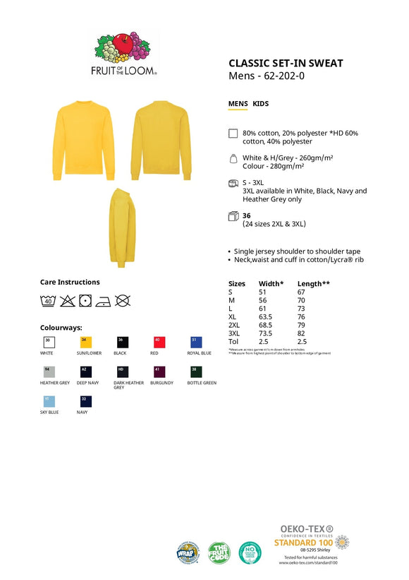 Trøje - Fruit of the Loom - 'Crewneck' - Sort