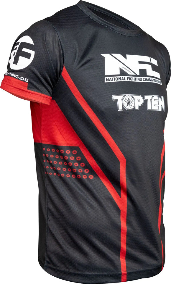 T-Shirt - TOP TEN - 'NFC' - Sort-Rød