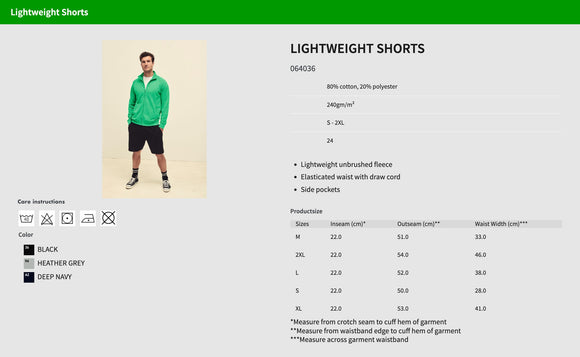 Shorts - Fruit of the Loom - Lightweight Shorts - Grå