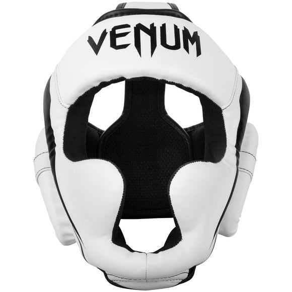 Boksehjelm - Venum Headgear 'Elite' - One-Size - Hvid / Sort