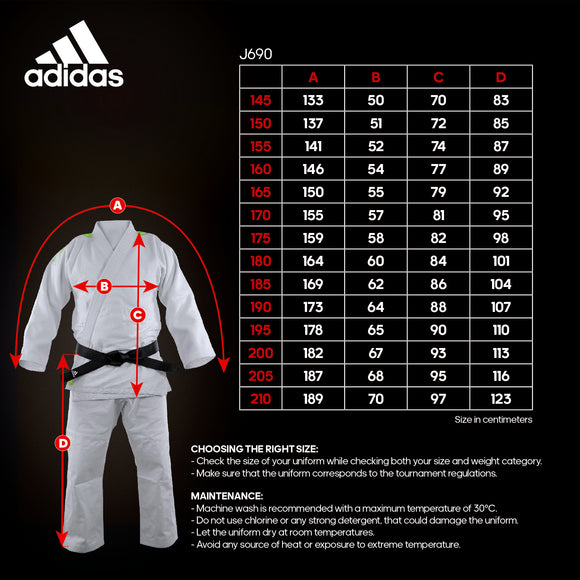 Judo Uniform  - Adidas Judo - 'Quest J690' - Hvid-Gul